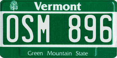 VT license plate OSM896