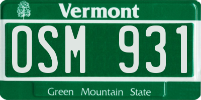 VT license plate OSM931