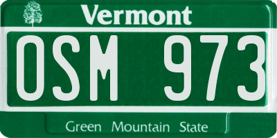 VT license plate OSM973