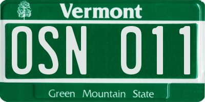 VT license plate OSN011