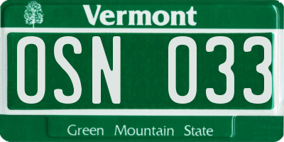 VT license plate OSN033