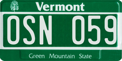 VT license plate OSN059