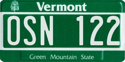 VT license plate OSN122