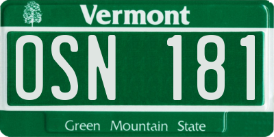 VT license plate OSN181