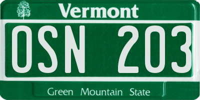 VT license plate OSN203