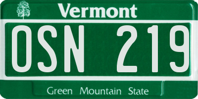 VT license plate OSN219