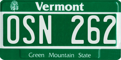 VT license plate OSN262
