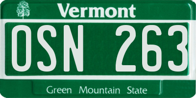 VT license plate OSN263