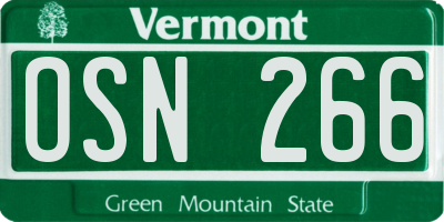 VT license plate OSN266