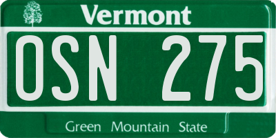 VT license plate OSN275