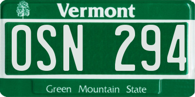 VT license plate OSN294