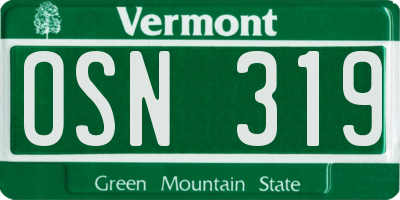 VT license plate OSN319