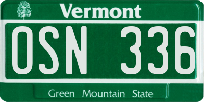 VT license plate OSN336