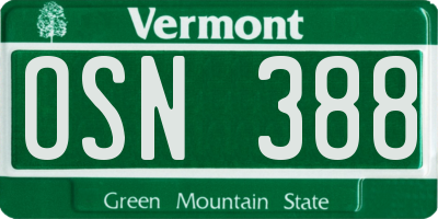 VT license plate OSN388