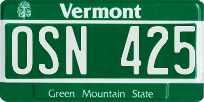 VT license plate OSN425