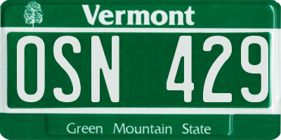 VT license plate OSN429