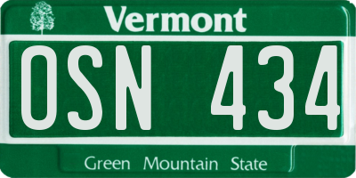 VT license plate OSN434