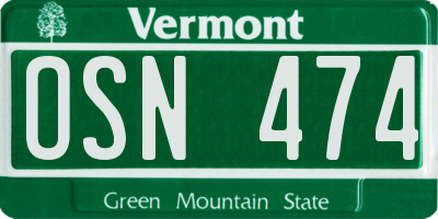 VT license plate OSN474