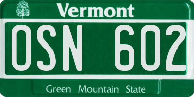 VT license plate OSN602