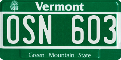 VT license plate OSN603