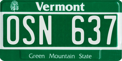 VT license plate OSN637