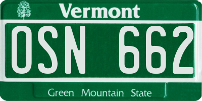 VT license plate OSN662