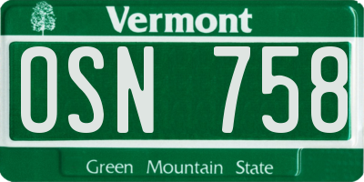 VT license plate OSN758