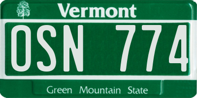 VT license plate OSN774