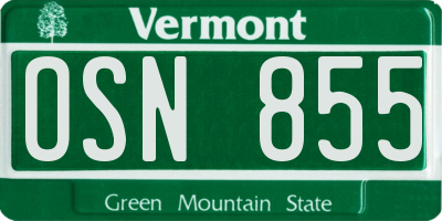 VT license plate OSN855