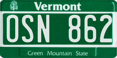 VT license plate OSN862