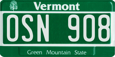 VT license plate OSN908
