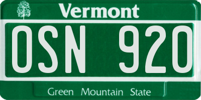 VT license plate OSN920