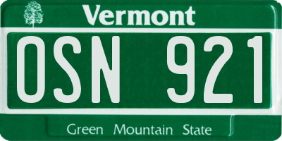 VT license plate OSN921