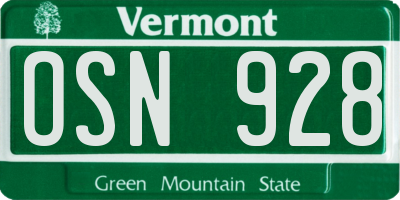 VT license plate OSN928