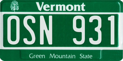VT license plate OSN931