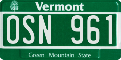 VT license plate OSN961