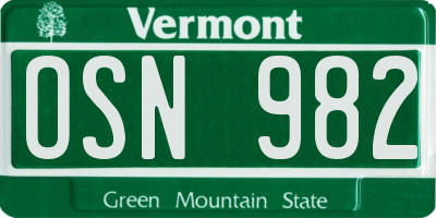 VT license plate OSN982