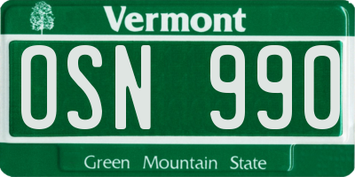 VT license plate OSN990