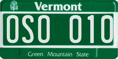 VT license plate OSO010