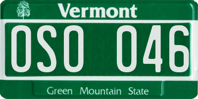 VT license plate OSO046