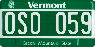 VT license plate OSO059