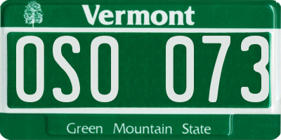 VT license plate OSO073