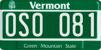 VT license plate OSO081