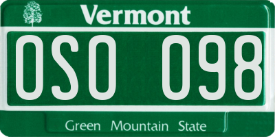 VT license plate OSO098