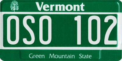 VT license plate OSO102