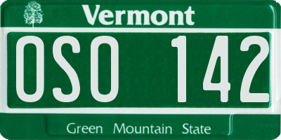 VT license plate OSO142