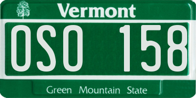 VT license plate OSO158