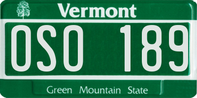VT license plate OSO189
