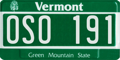 VT license plate OSO191