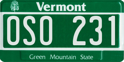 VT license plate OSO231
